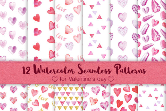 12 Watercolor Valentines Patterns: Soft Romance for Local Branding & Seasonal Packaging