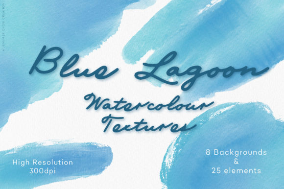 Abstract Watercolor Blue Lagoon Textures for Digital Sellers