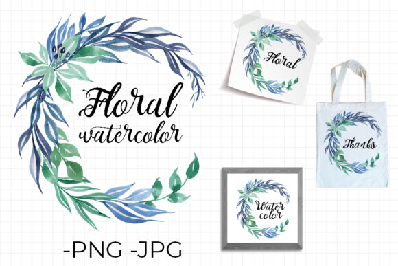 Blue Leaf Wreath Watercolor – A Fresh Craft Design for Branding and Marketing