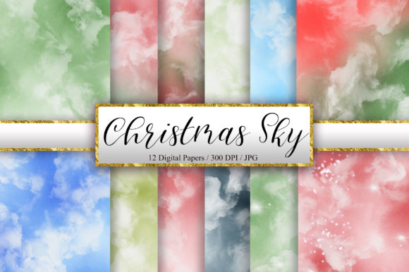 Christmas Sky Watercolor Background for Handmade Magic