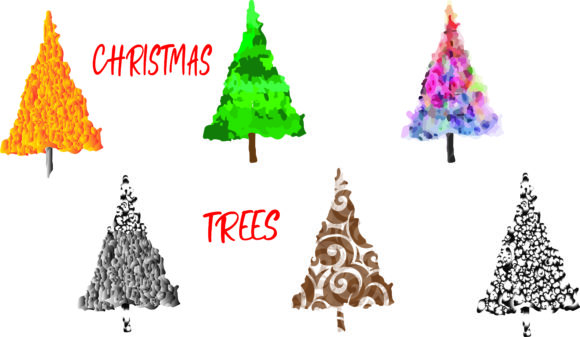 Christmas Trees, Watercolor Trees, Png for Real Crafting and Handmade Business Use