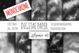 Elegant Monochrome Watercolor Galaxy Digital Paper for Editorial & Web Design