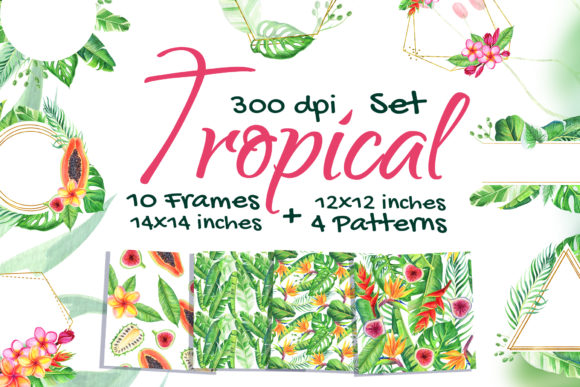 Gold Tropical Watercolor Frame Pattern Brings Warmth to Handmade Projects
