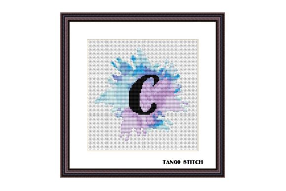 Letter C Blue Watercolor Cross Stitch: A Versatile Design Asset for Local Branding