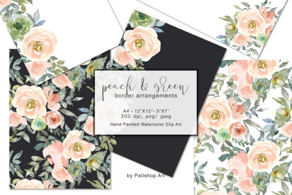 Peach Watercolor Border Arangements Backgrounds