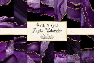 Purple and Gold Agate Watercolor Textures for Blog & Editorial Design