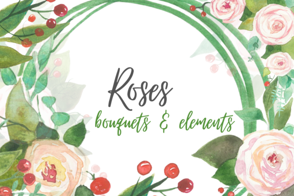 Roses Watercolor Clipart Bundle: A Crafts-Inspired Design Asset for Local Branding