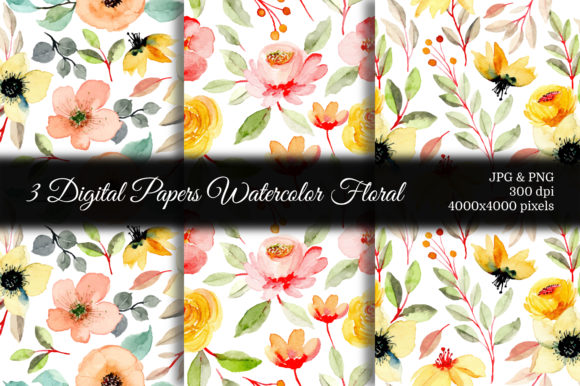 Seamless Pattern Floral Watercolor 64 for Crafters & Handmade Sellers
