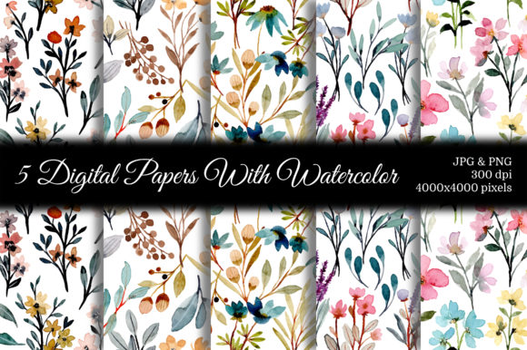 Seamless Pattern Floral Watercolor 70 for Branding & Marketing Projects