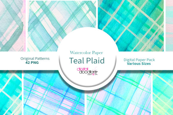 Teal Watercolor Plaid Paper: A Fresh Background for Modern Branding