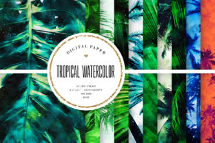 Tropical Watercolor Scrapbook Paper for Handmade Business Backgrounds
