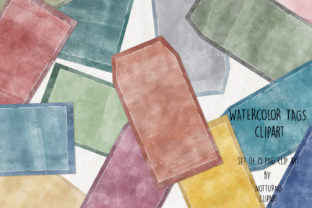 Watercolor Tags Clipart Set of 15 for Crafts & Branding Projects