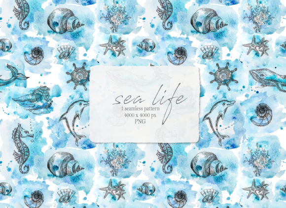 Watercolor Underwater Seamless Pattern – A Versatile Design Asset for Coastal Branding and Ocean-Inspired Packaging